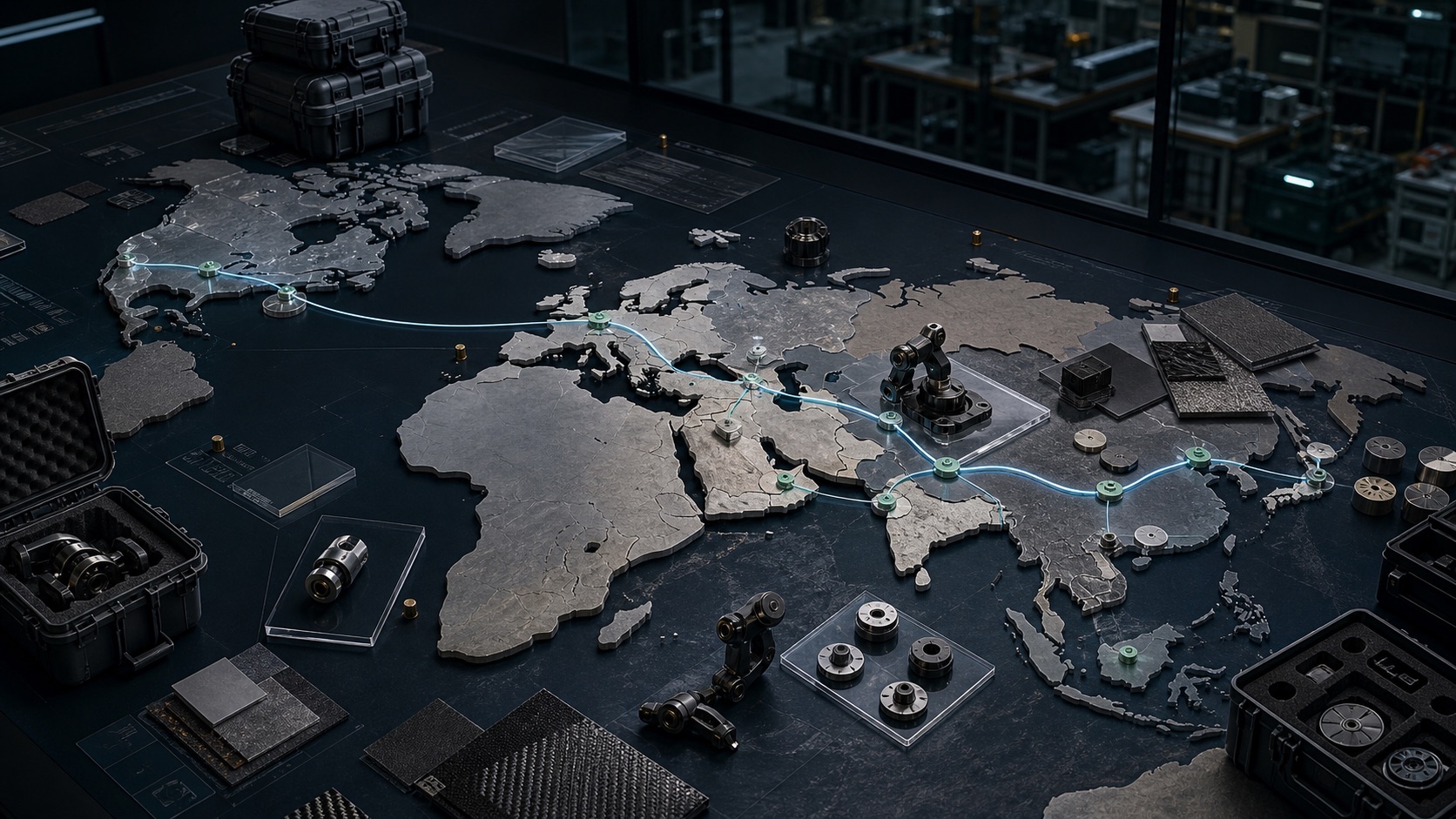 Physical map table showing an international deep-tech commercialization route